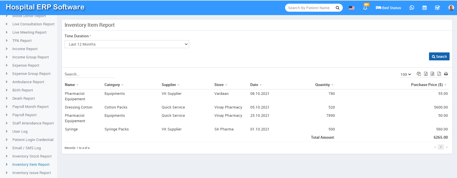 inventory item report