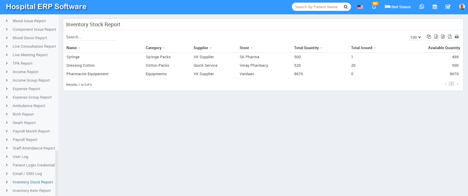 inventory stock report