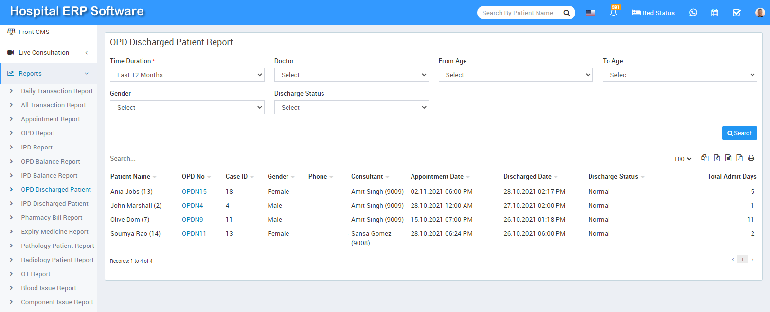 opd discharge patient report
