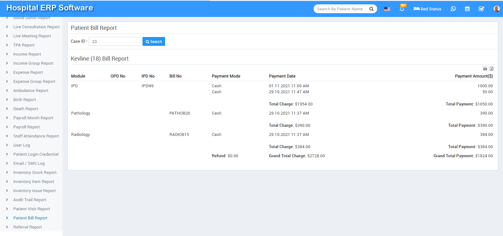 patient bill report image