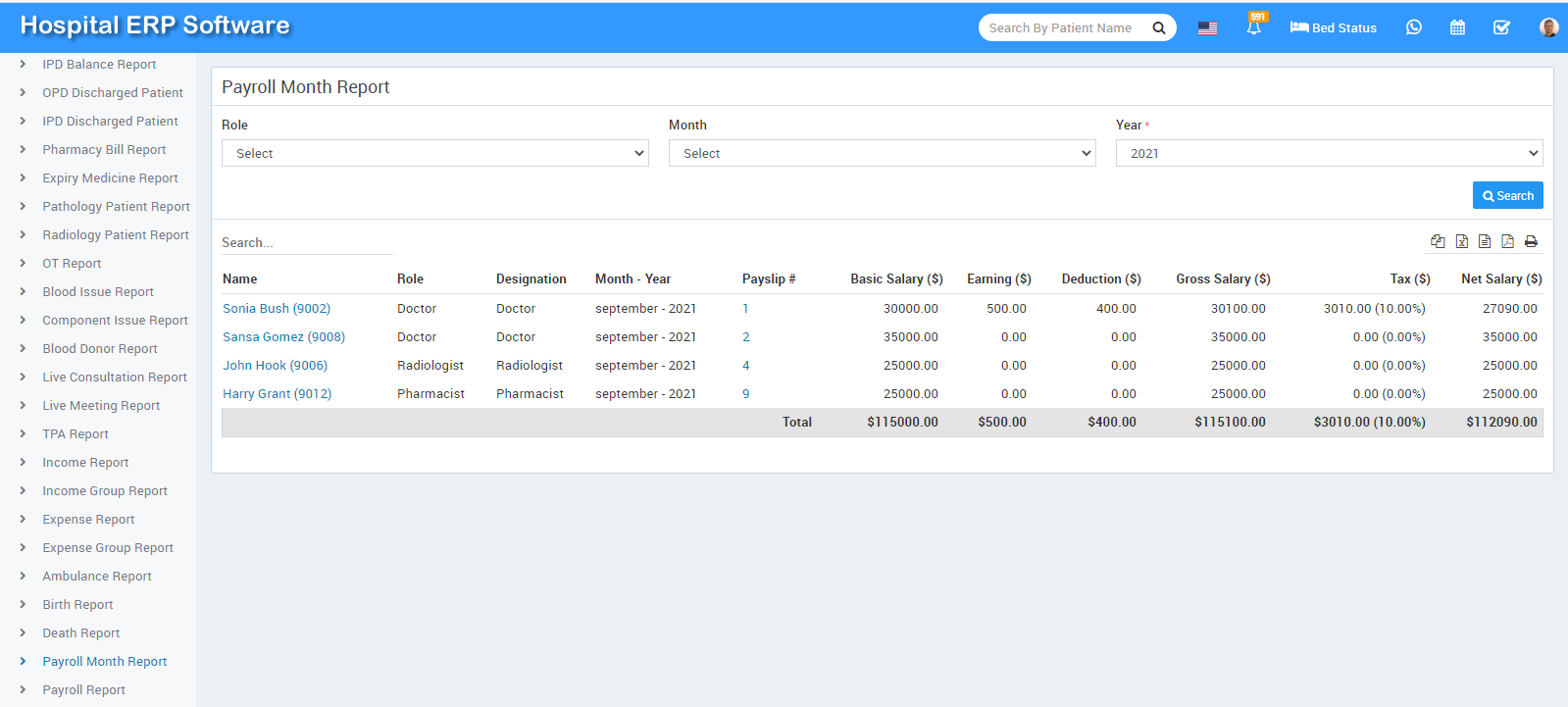 payroll month report